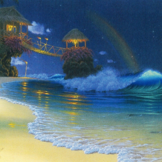 ジョン・アルホーグの絵画作品　タイトルは、レインボー・ムーン　Rainbow Moon